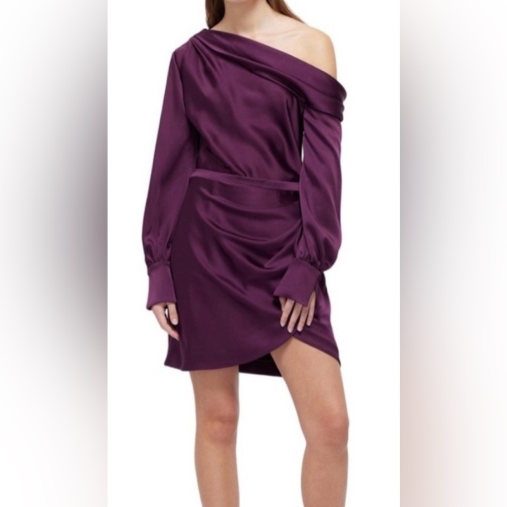 Jonathan Simkhai Deep Purple One Shoulder Dress